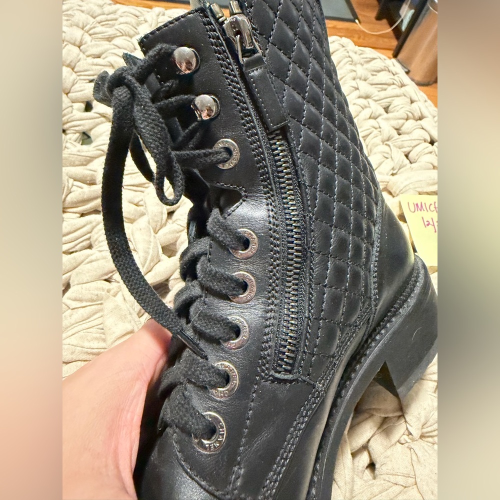 Authentic CHANEL Black Leather Combat Moto Boots size 42 US 11-11.5 Black - Picture 4 of 13
